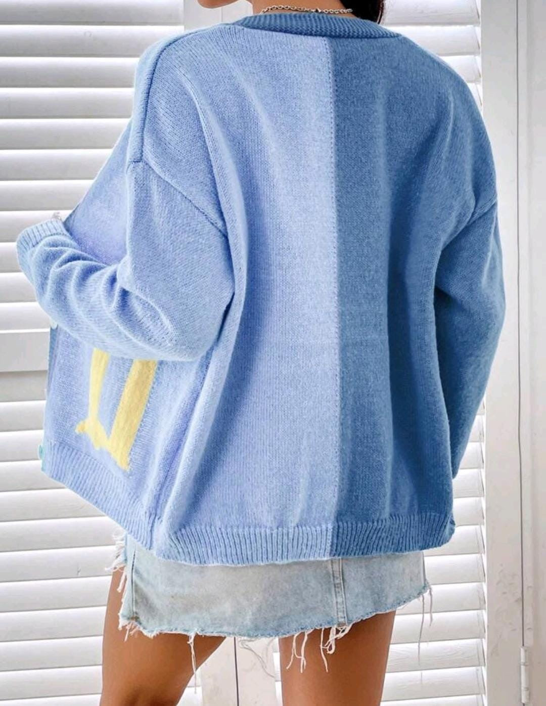MOOSTA Cardigan à manches longues avec motif de lettre
