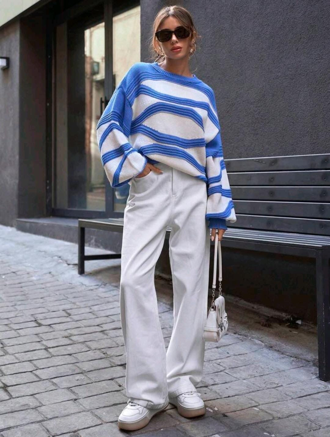 Pull femme oversize à col rond