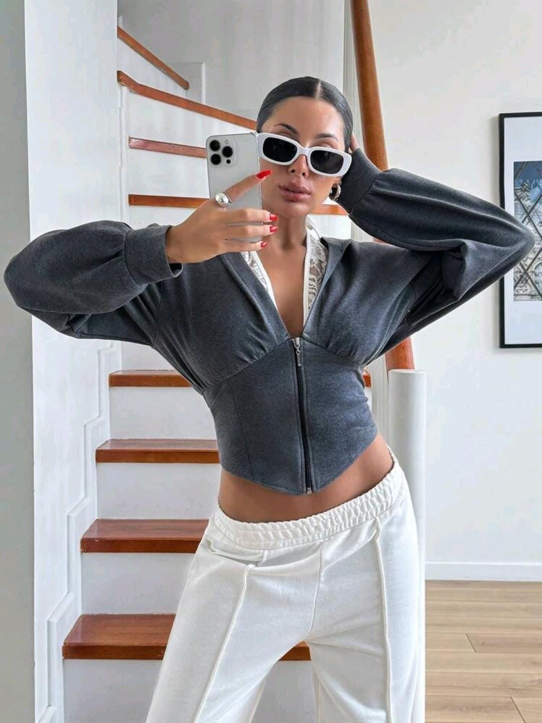 Cardigan corset avec détails en dentelle