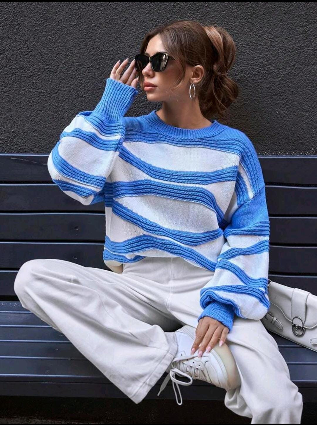 Pull femme oversize à col rond