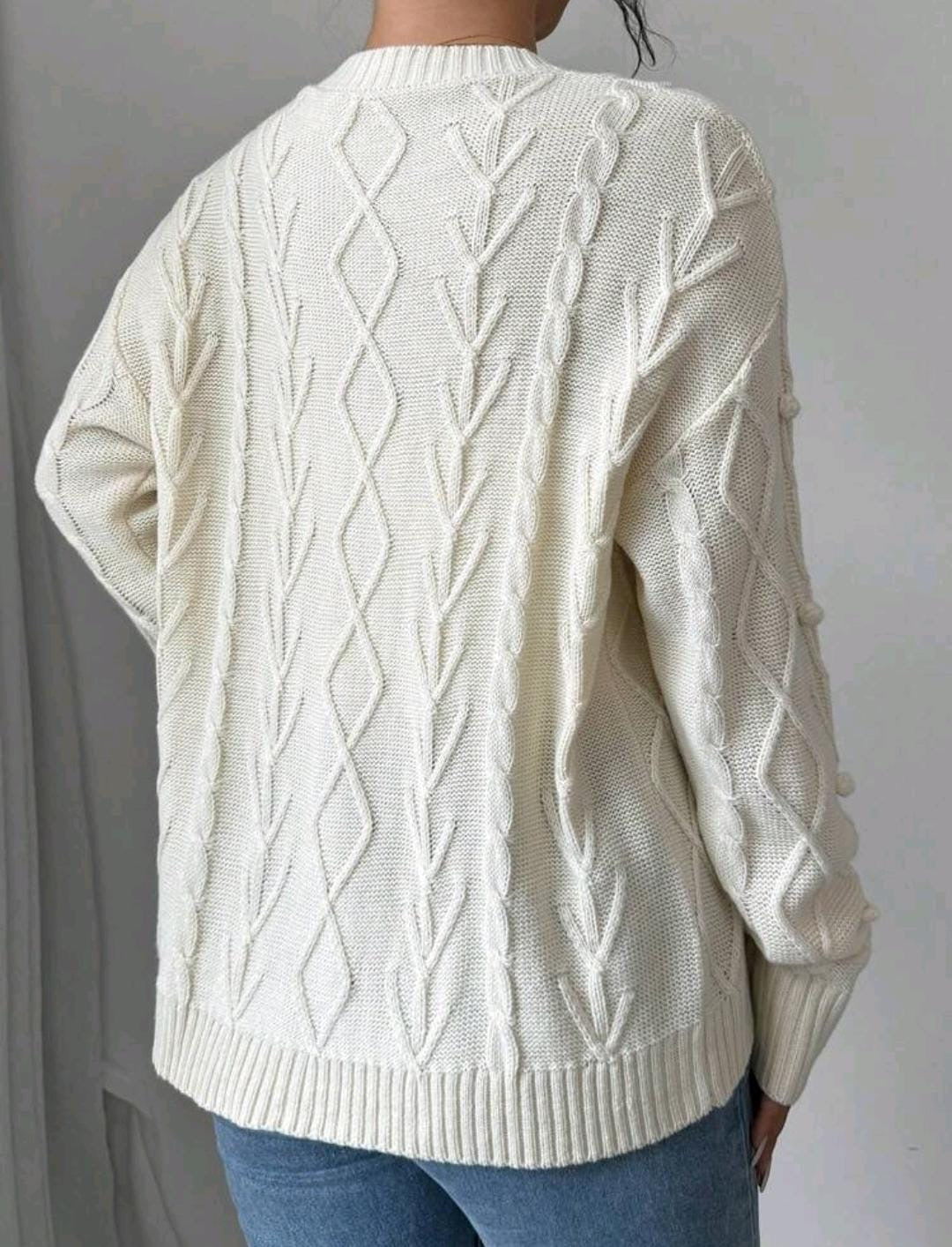 ChicEase Cardigan tricoté casual d'automne avec pompons