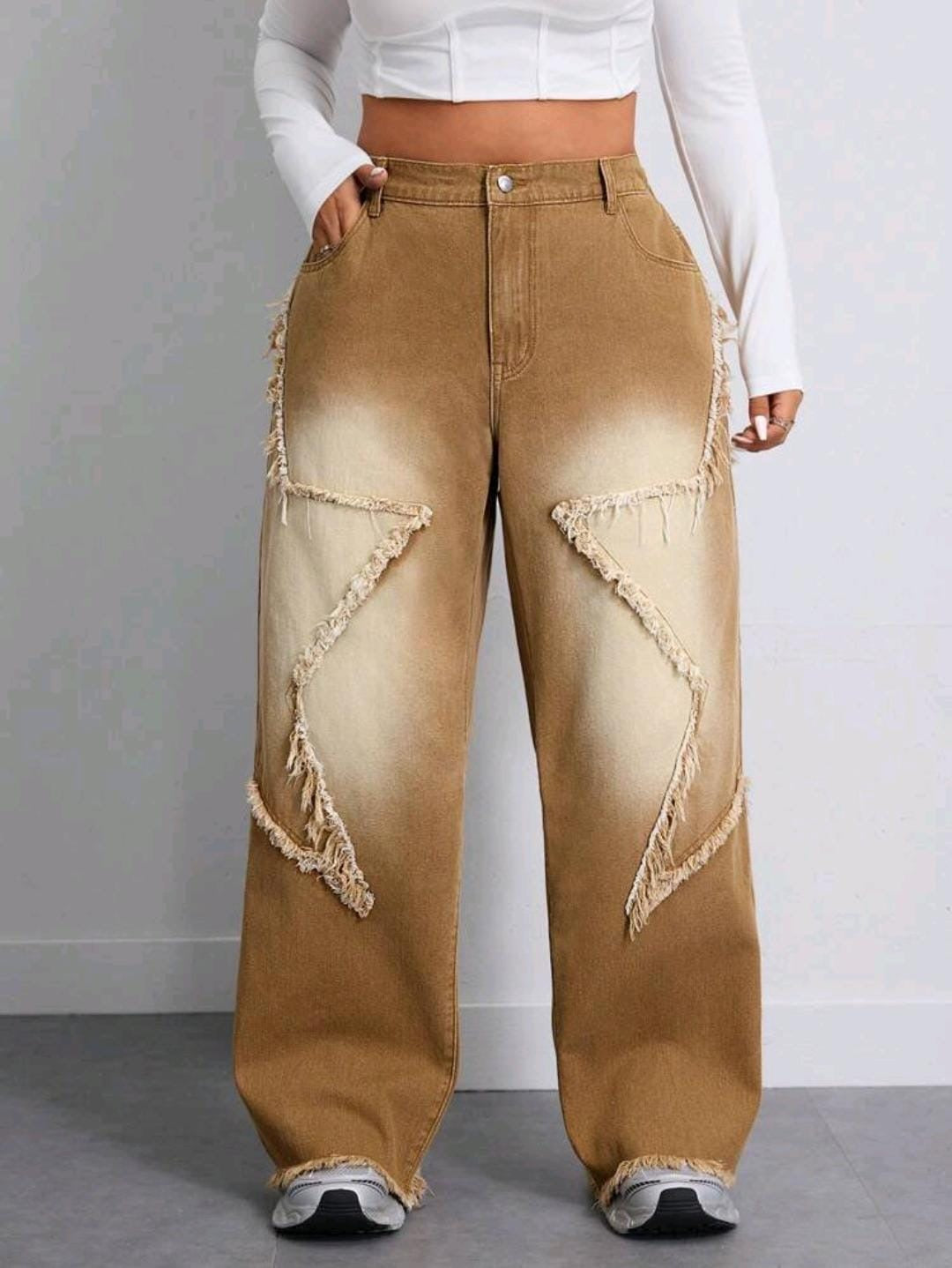 Jeanoix Jeans boyfriend droits kaki boyfriend grande taille pour femmes