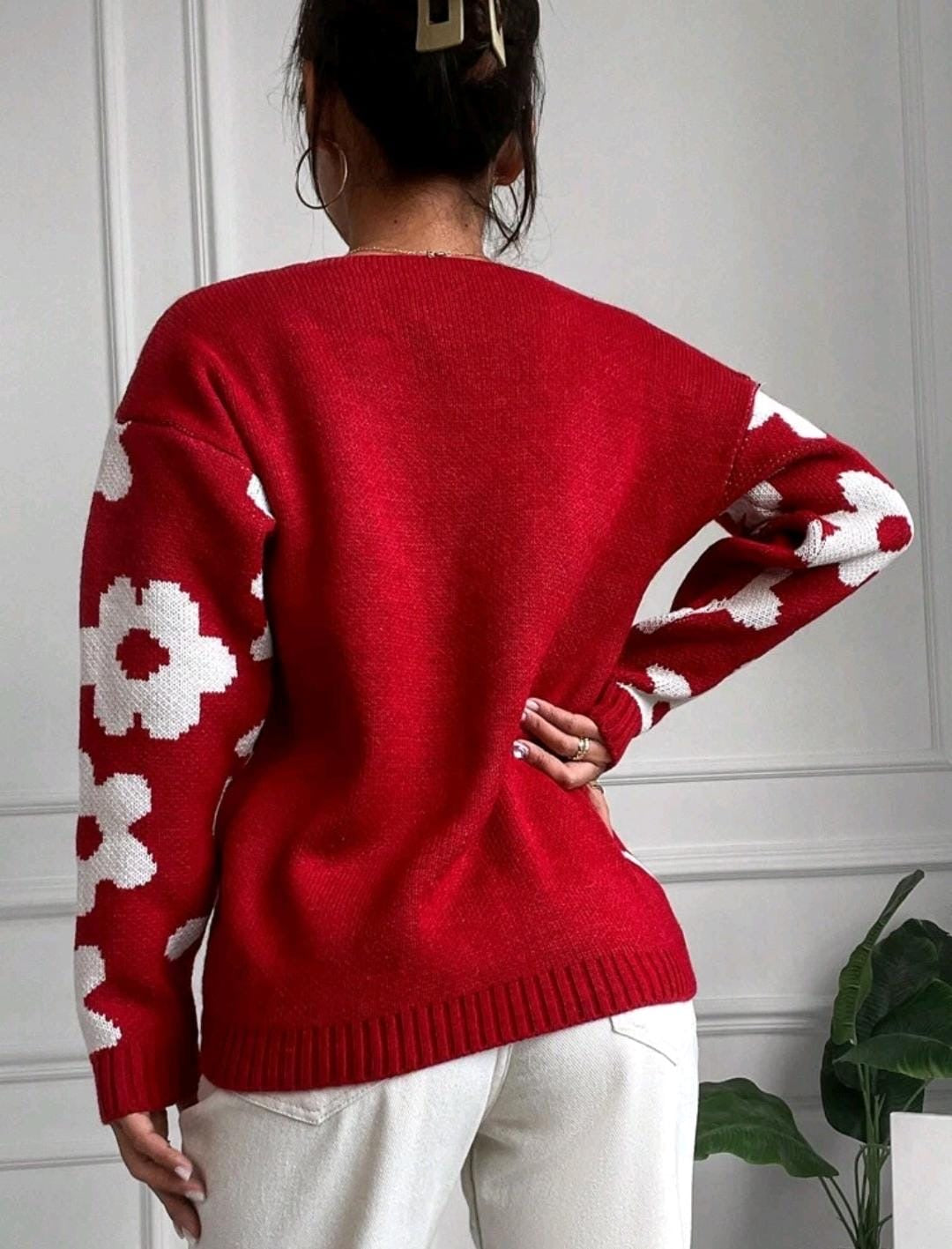 Cardigan Fleuri Épaule tombante