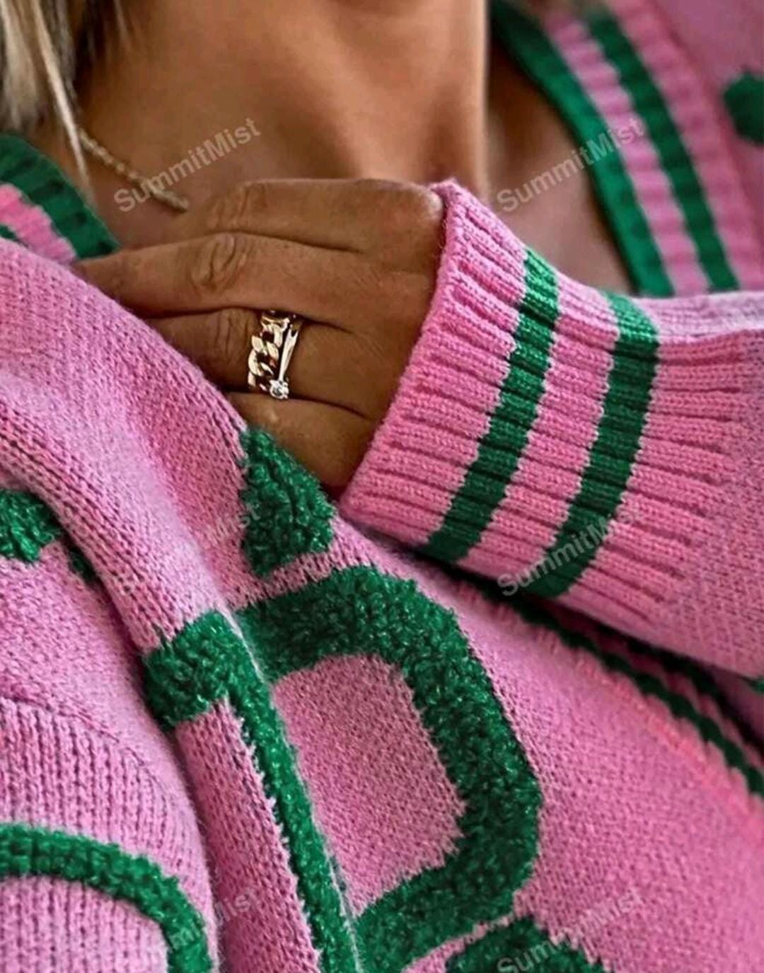 Cardigan tricoté à motif géométrique