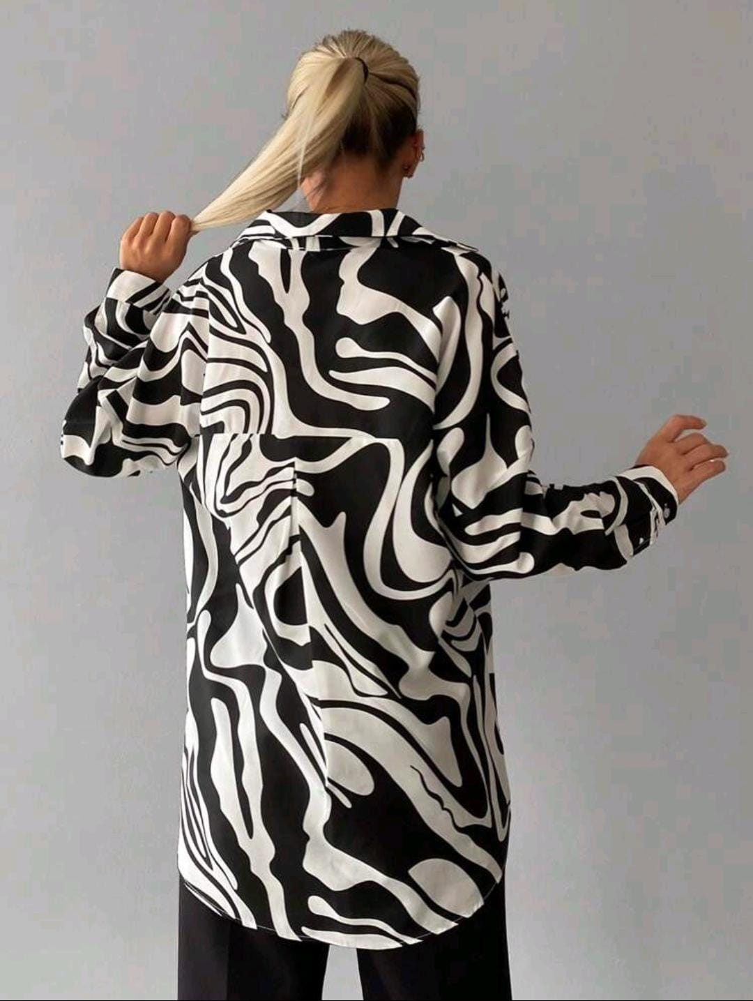 Blouse Élégante Imprimée Aléatoire Pour Femme