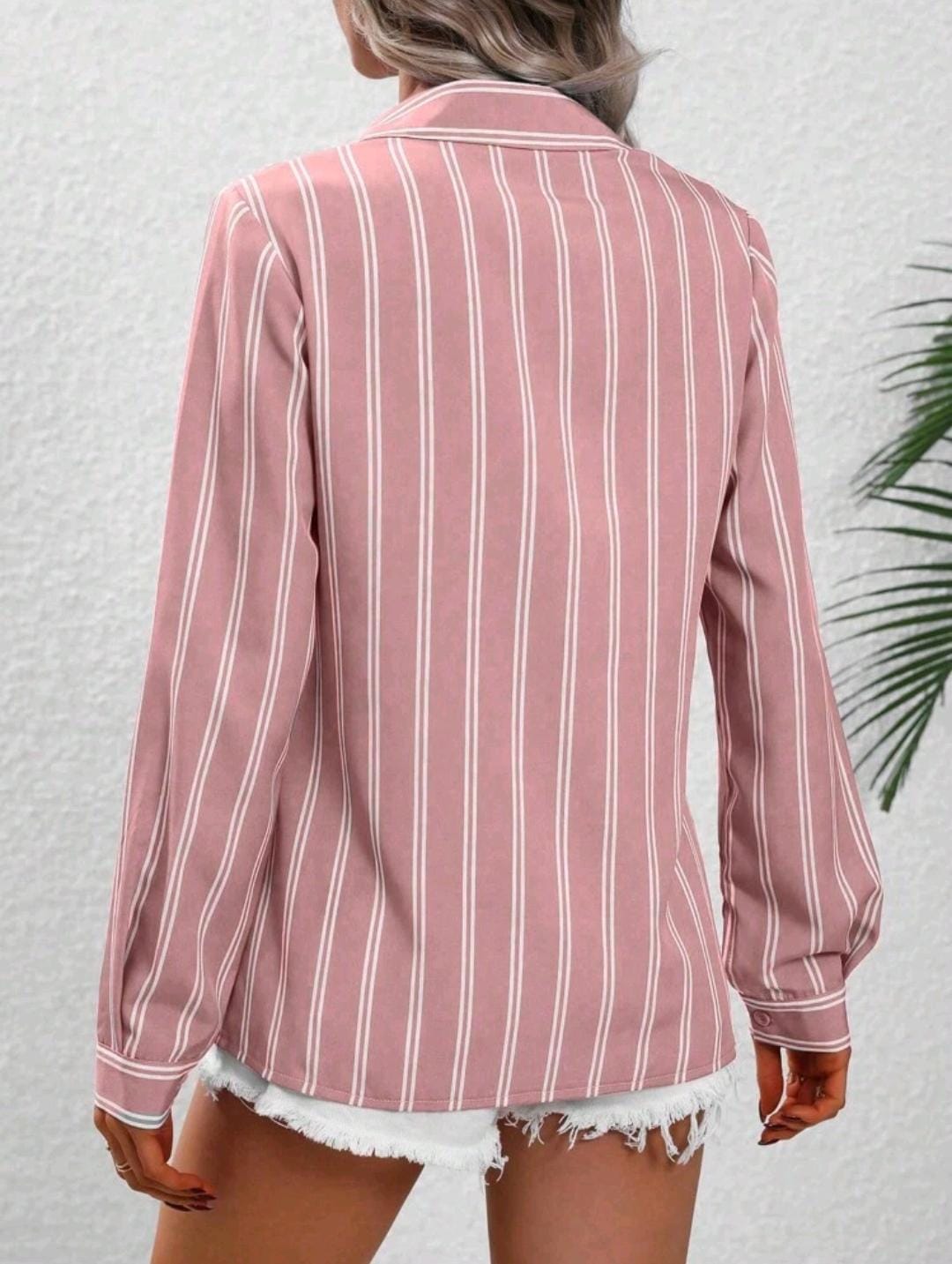 LUNE Chemise pour femmes à rayures verticales et à manches longues à la mode