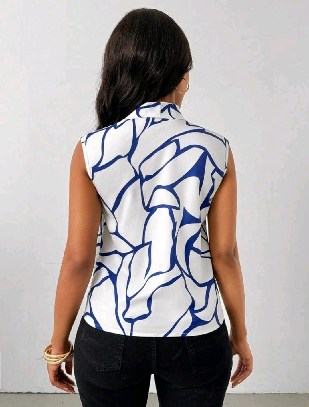 Chemise bicolore & graphique à bouton