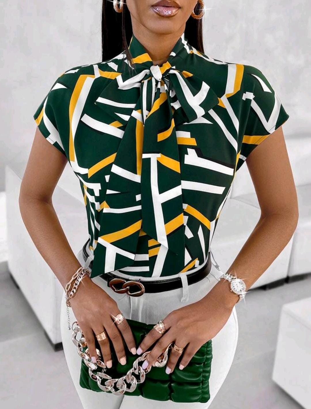 Chemise À Imprimé Pour Femme Avec Col Noué