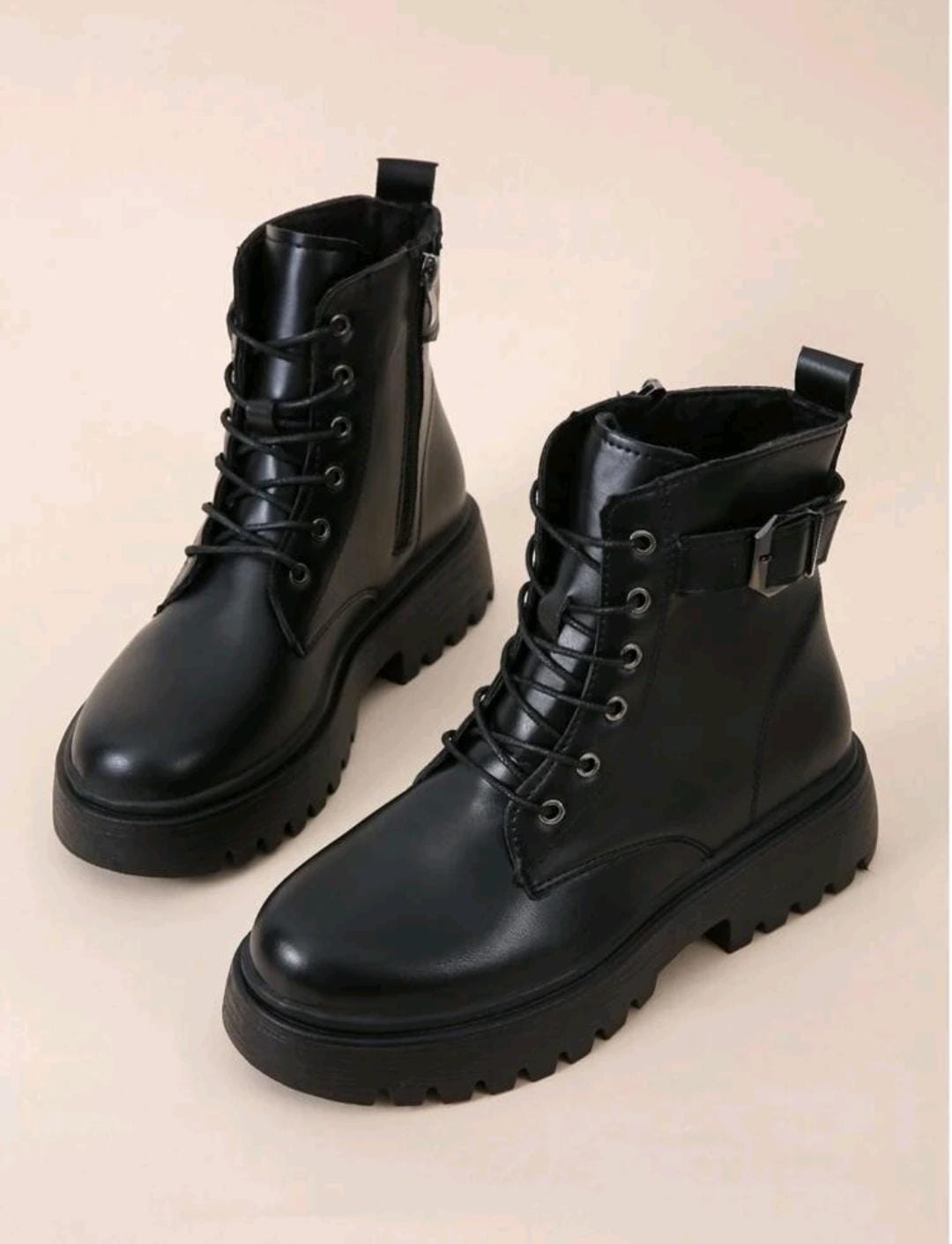 À La Mode Bottes Classiques Avec À Lacets , Femme Blanc Bottines Avec Zippé