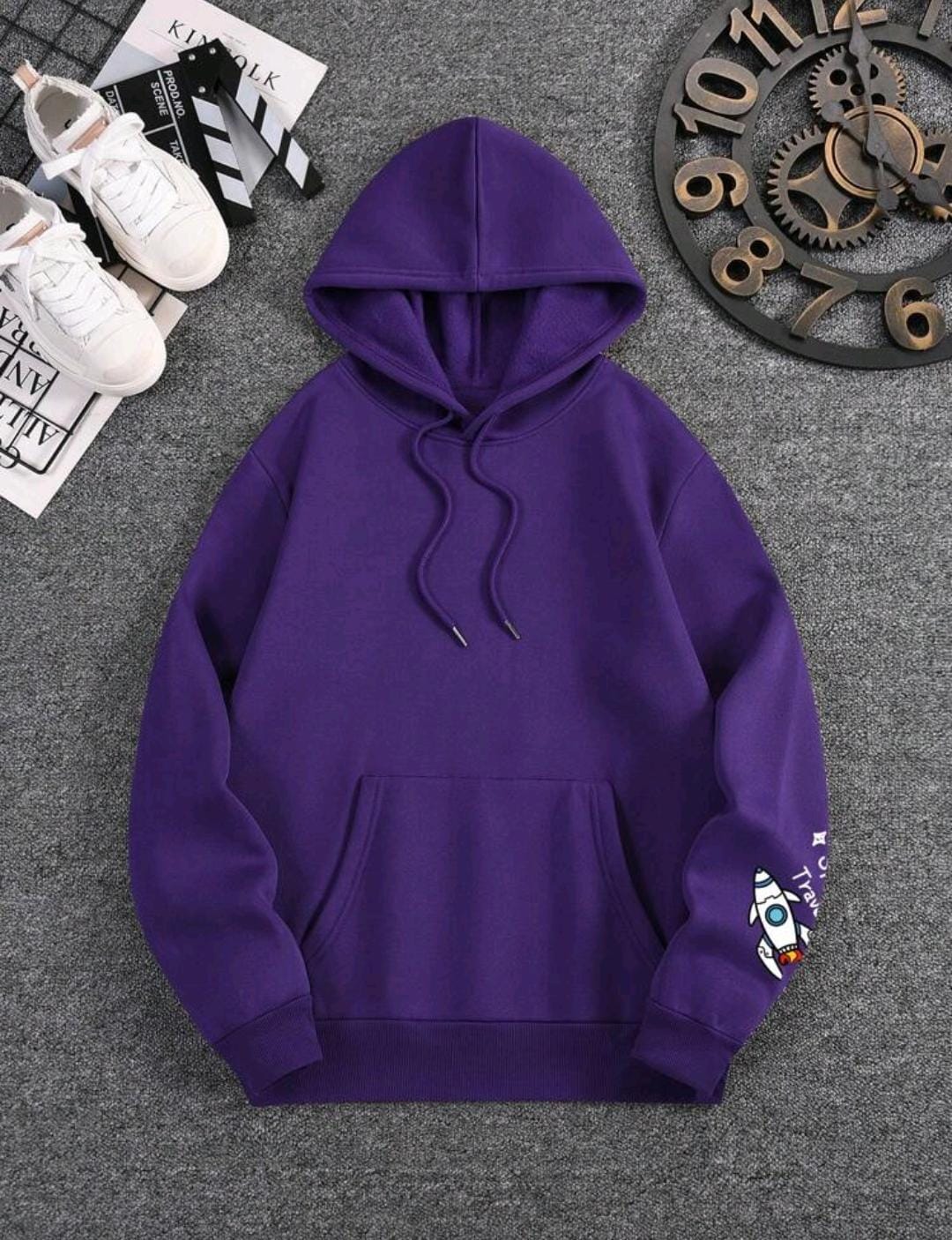 Sweat-shirt À Capuche Imprimé Avec Le Motif De Vaisseau Spatial Et D'alien Pour Hommes