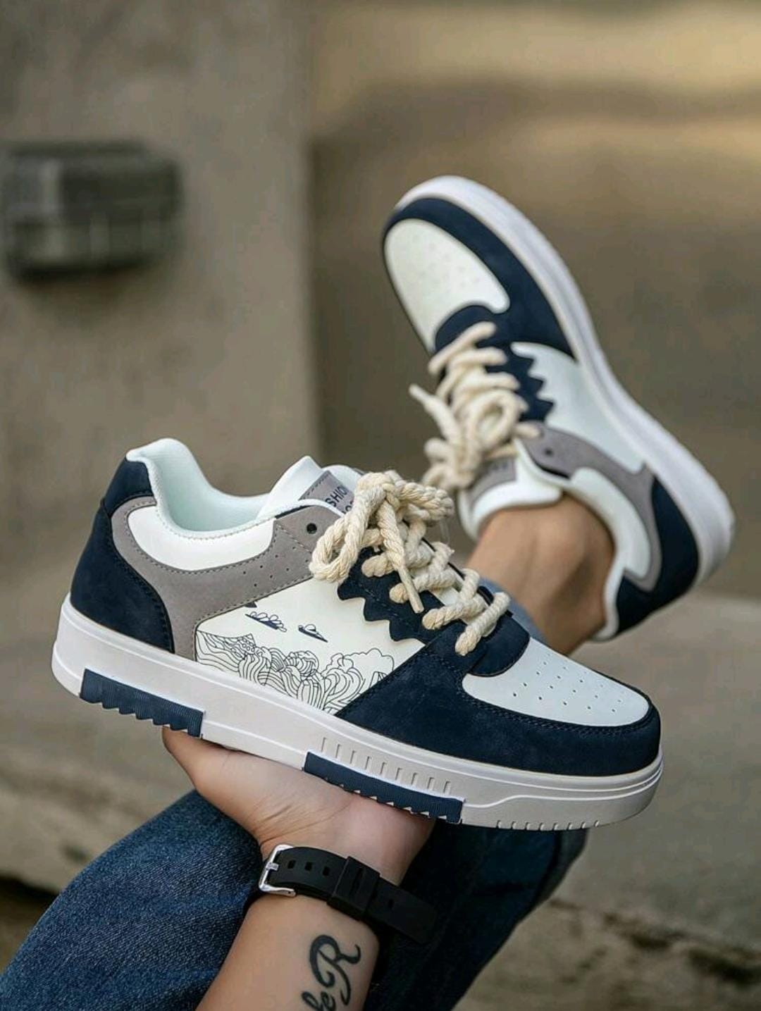 (La taille est petite) Chaussures plates décontractées pour hommes avec imprimé aléatoire,