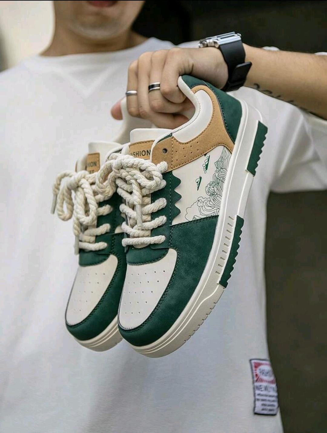 (La taille est petite) Chaussures plates décontractées pour hommes avec imprimé aléatoire,