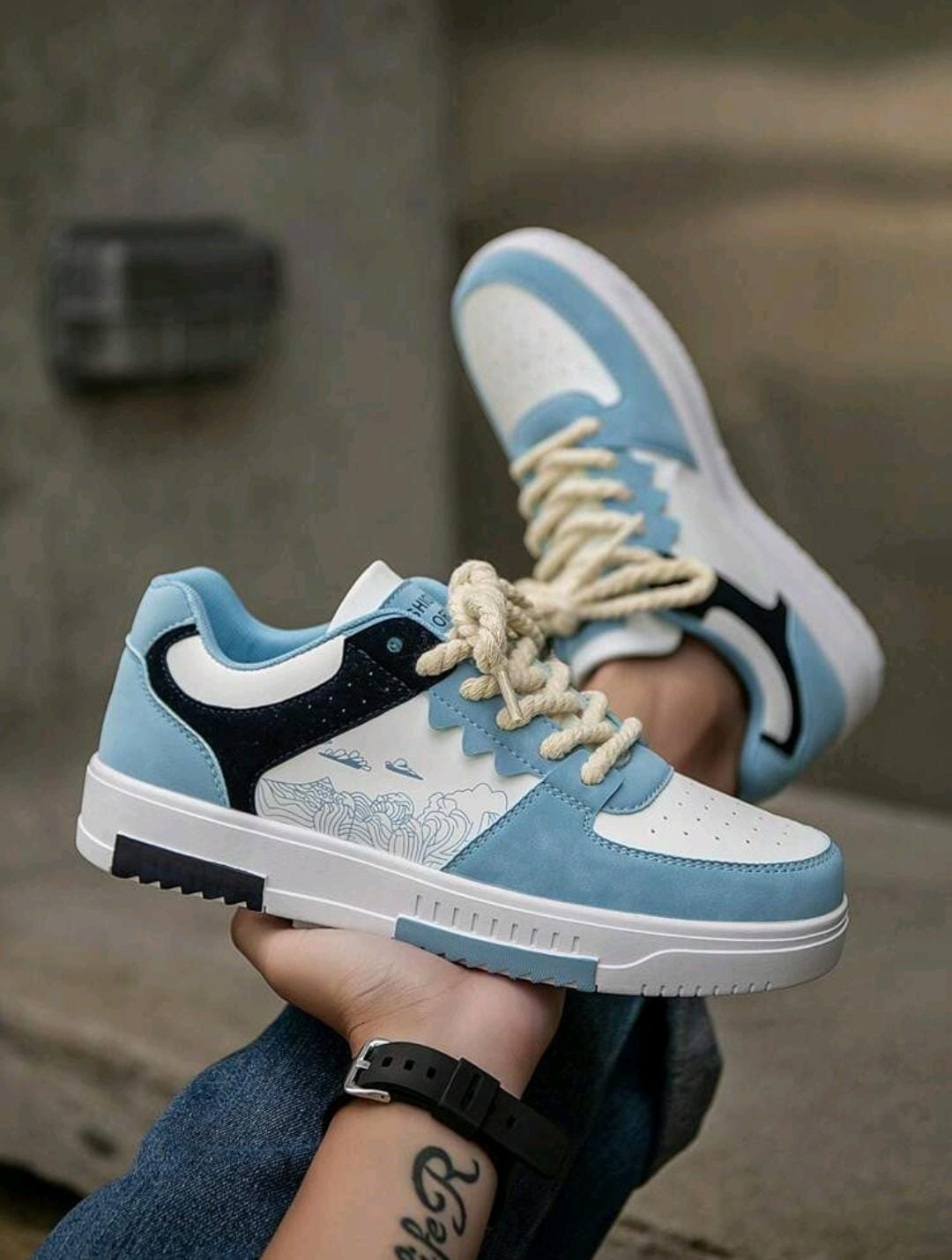 (La taille est petite) Chaussures plates décontractées pour hommes avec imprimé aléatoire,