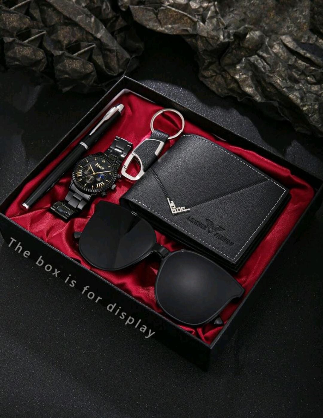 Montres à Quartz, Portefeuille , Porte-clés, Stylo, Lunettes de Soleil, Idéal pour les Cadeaux de Fête des Hommes
