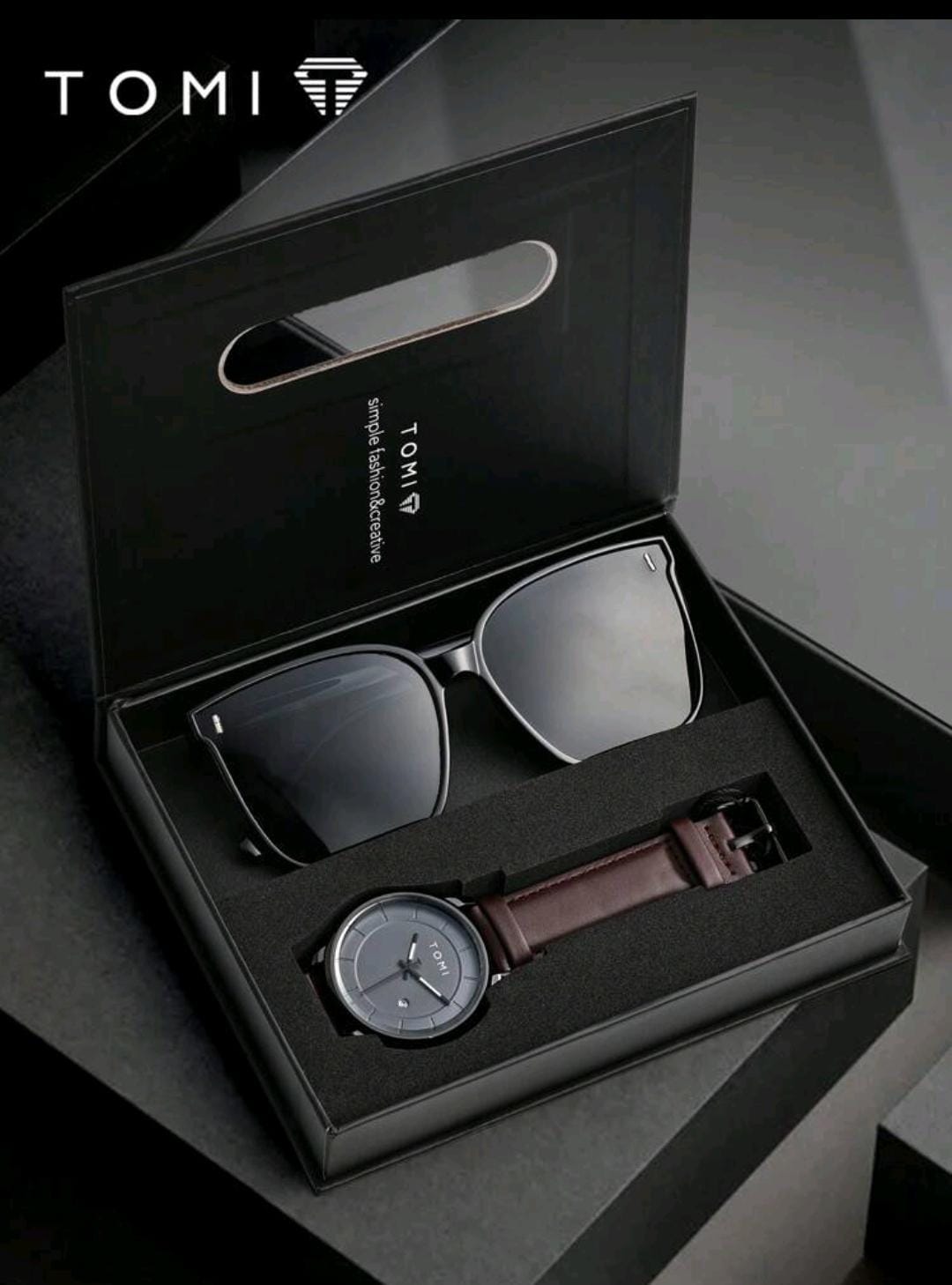 Montre Homme Quartz TOMI avec Lunettes de Soleil