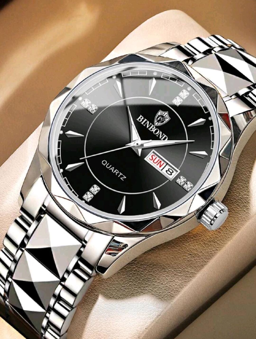 Montre de luxe pour homme en or avec bracelet en acier inoxydable