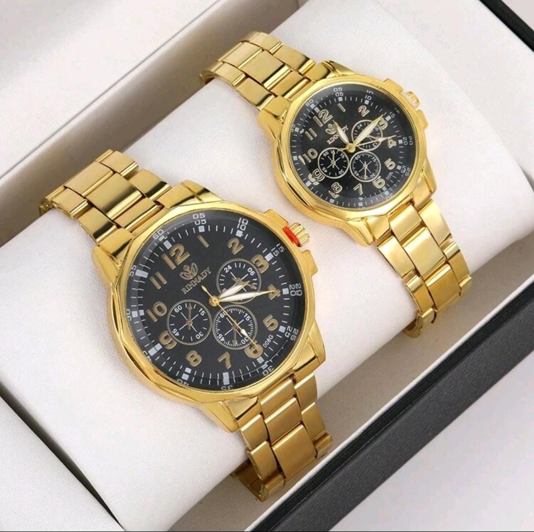 Montre de couple à quartz avec boîtier en acier de style minimaliste