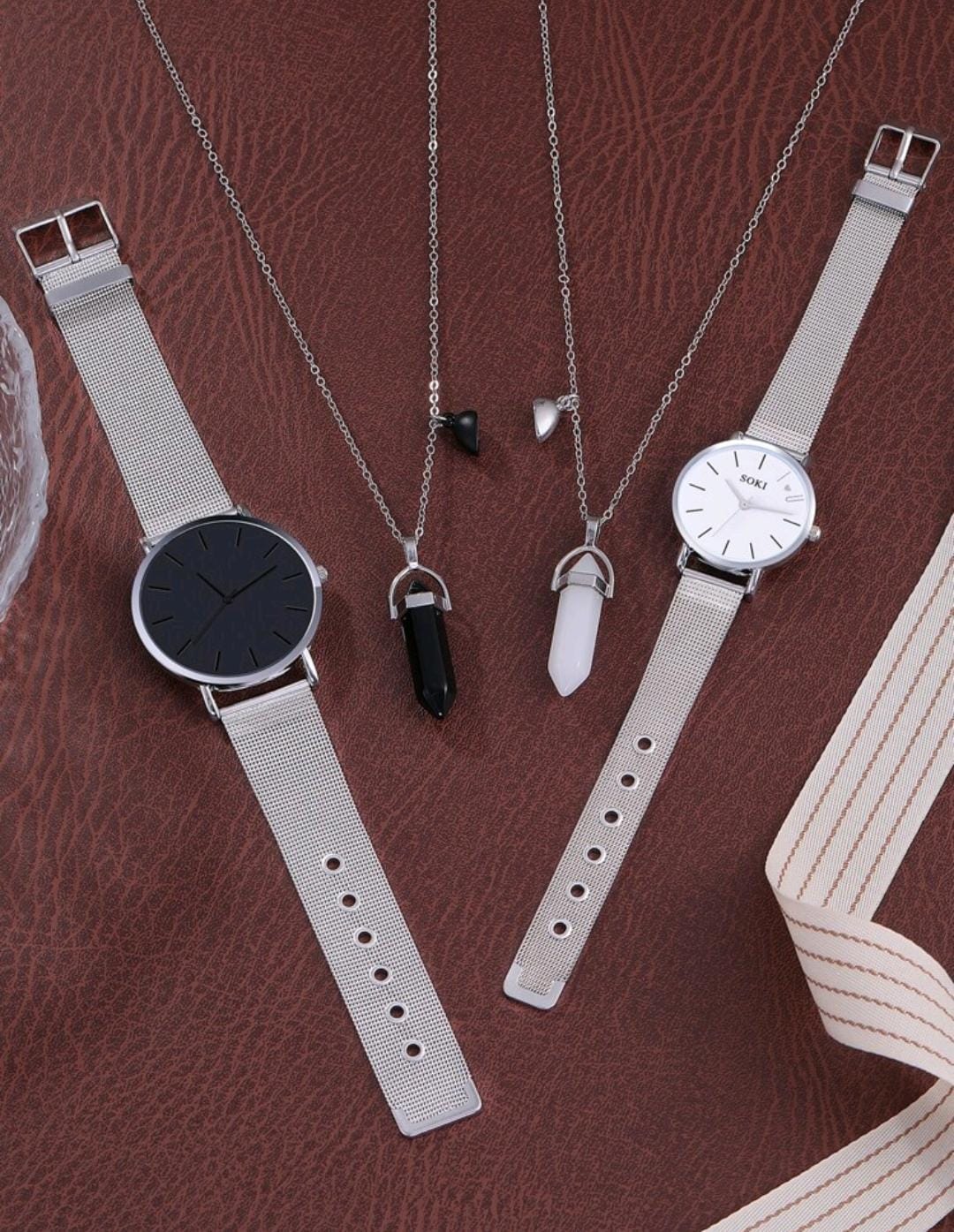 Montres de couple à quartz et 2 pièces Colliers de couple