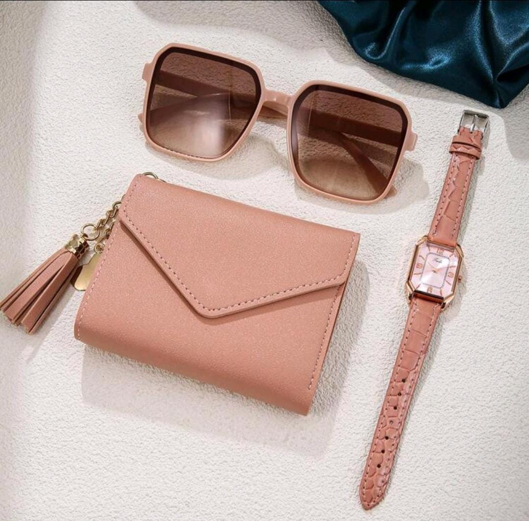 Montre à quartz minimaliste pour femmes + portefeuille tendance