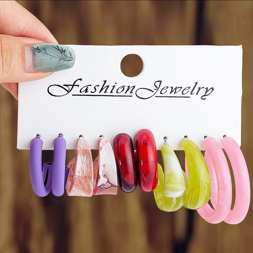 5 à 15 paires de boucles d'oreilles assorties en alliage de fer, avec perles et motif en forme de C en résine, pour le transfrontalier