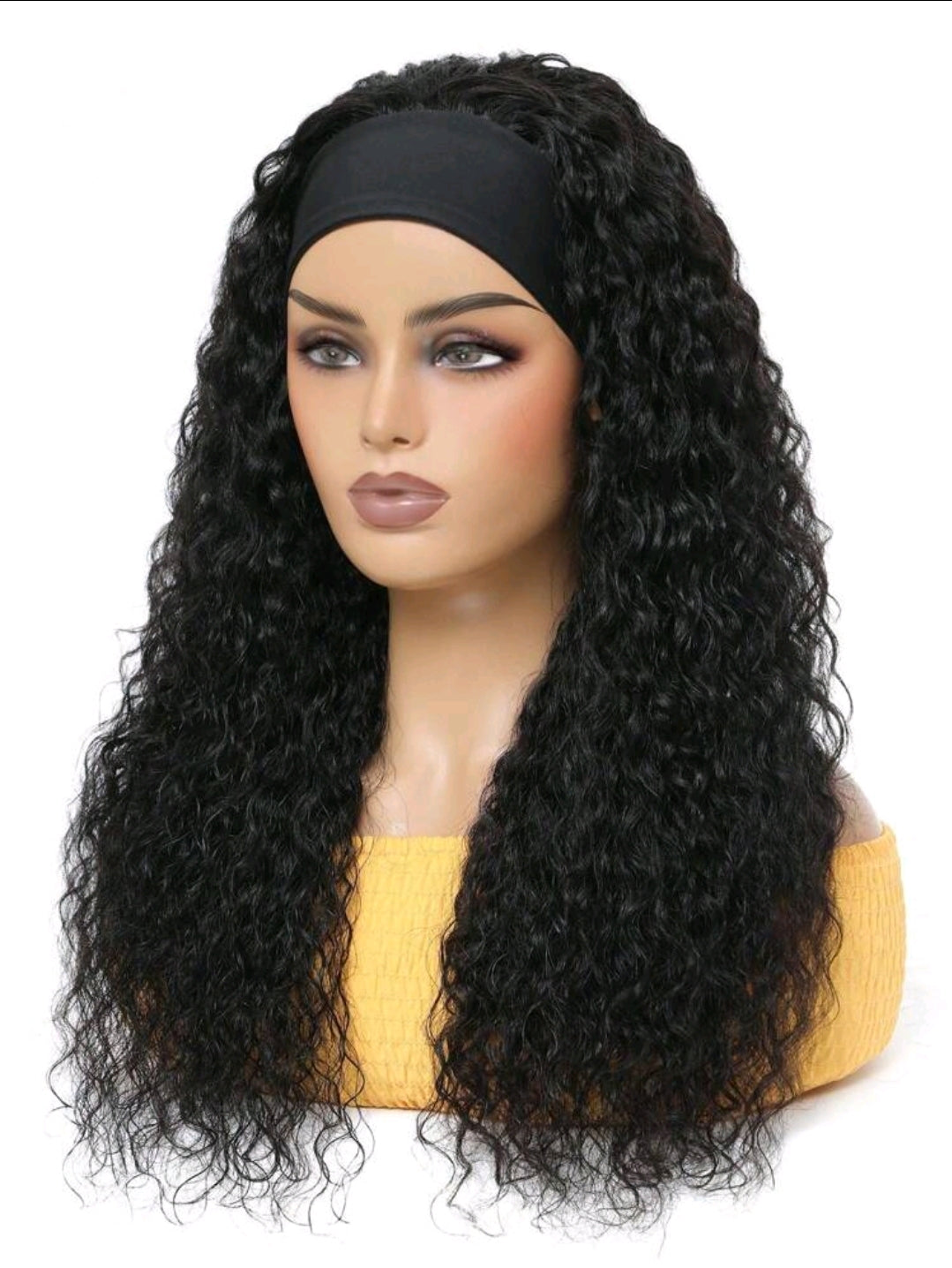 Perruque bandeau à vague d'eau couleur noir naturel, cheveux humains vierges brésiliens non traités, perruque fabriquée à la machine, facile à porter, convient pour 130%, 150%, 180%