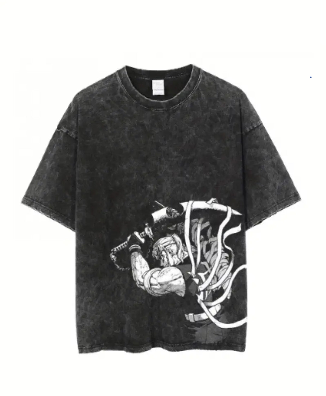 Streetwear Homme Harajuku T-shirt Graphique Anime Japonais Lavé, Hauts en Coton Surdimensionnés pour l'Été