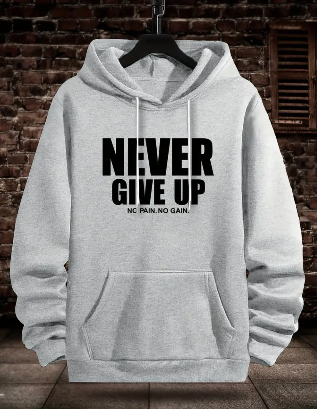 Sweat à capuche imprimé "Never Give Up" - Sweat-shirt en tricot de polyester avec capuche