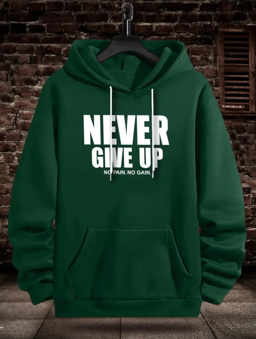 Sweat à capuche imprimé "Never Give Up" - Sweat-shirt en tricot de polyester avec capuche
