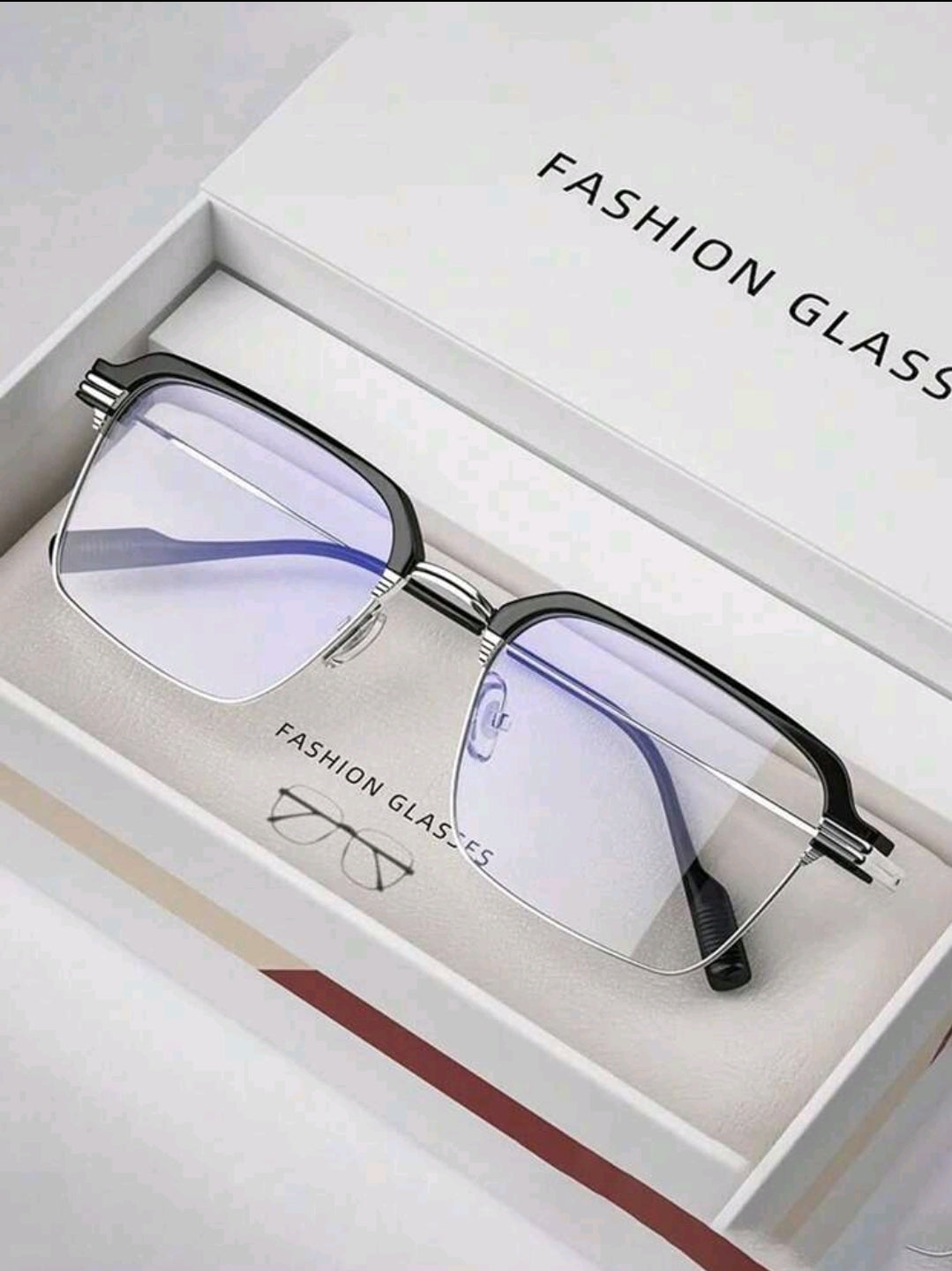 1 pièce Lunettes classiques rétro à monture semi-rimless, lunettes transparentes haute