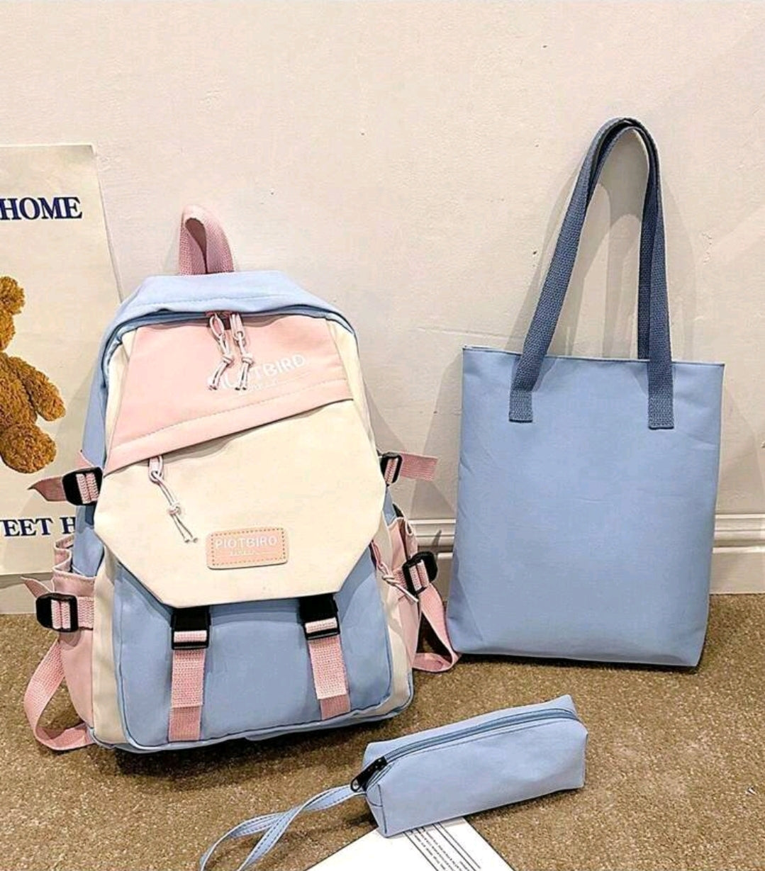 Pilotbird Grand sac à dos décontracté à plusieurs poches de couleur contrastée pour étudiants