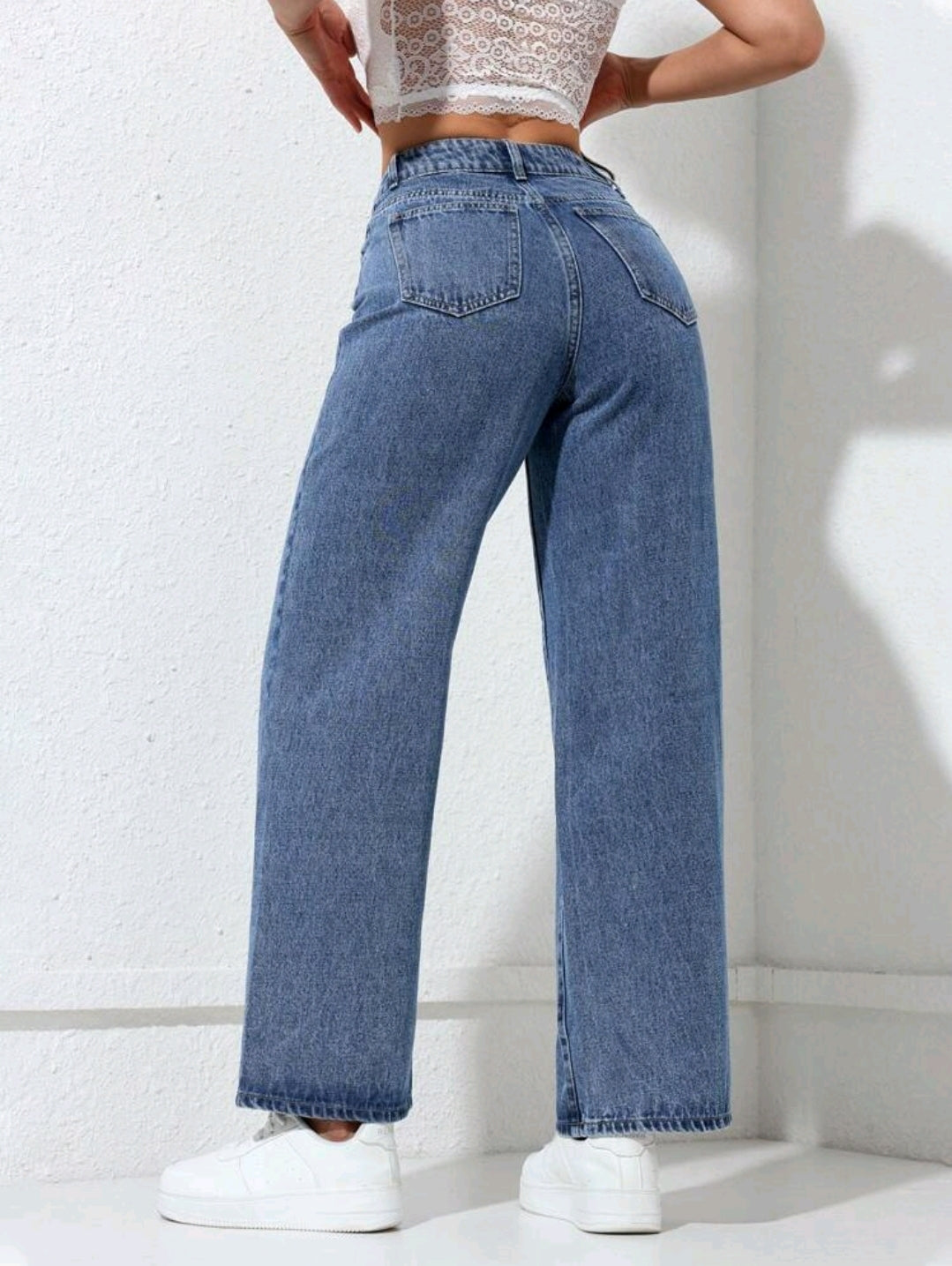 PETITE Jeans droits décontractés et déchirés pour femmes