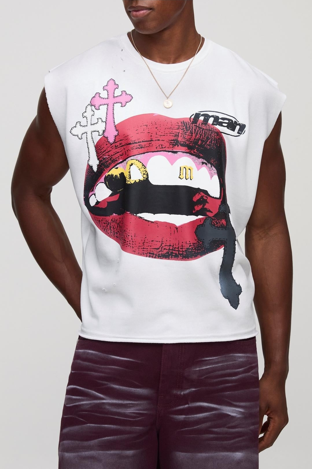 T-shirts blanc motif rose