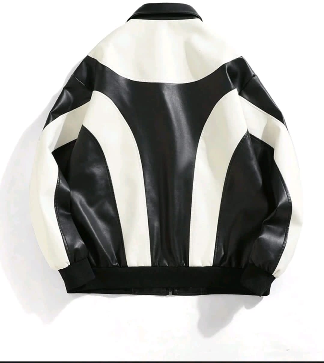 Homme Veste Bicolore Zippé en PU