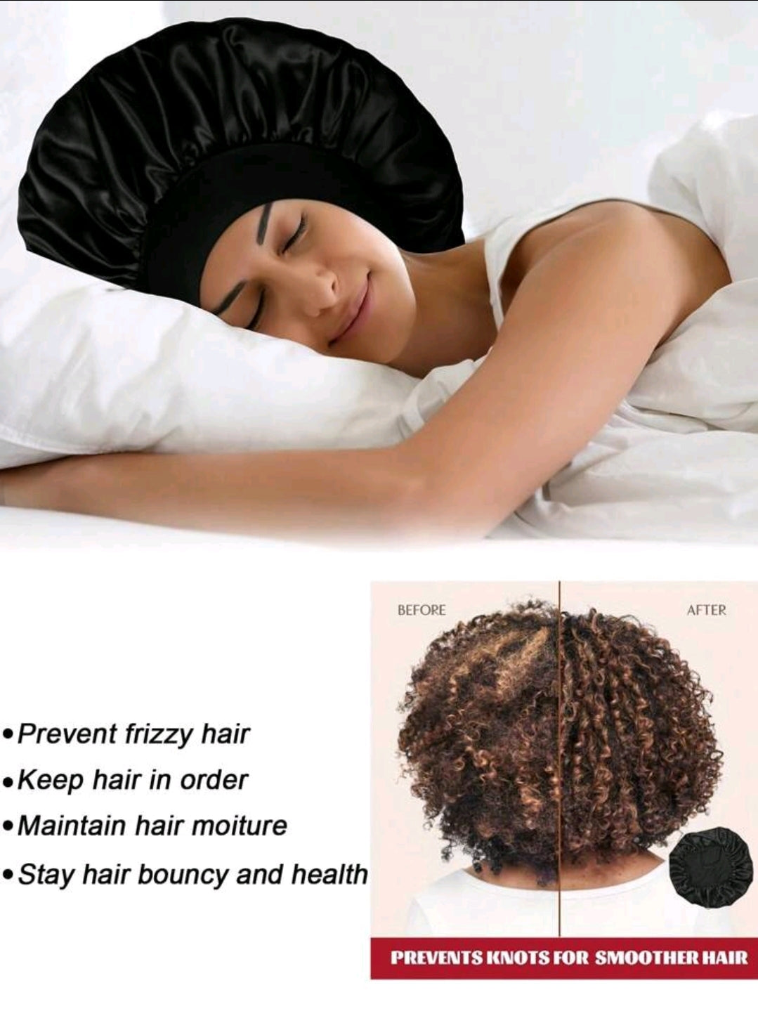 Nouveau bonnet de nuit à large bord en satin unicolore pour femmes