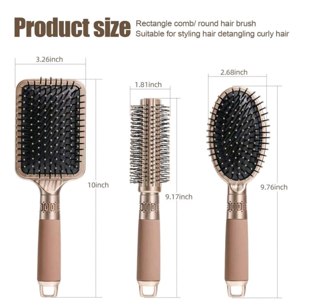 3 pièces Ensemble brosse et peigne Brosse plate Brosse lissante pour cheveux pour hommes et femmes, cheveux mouillés
