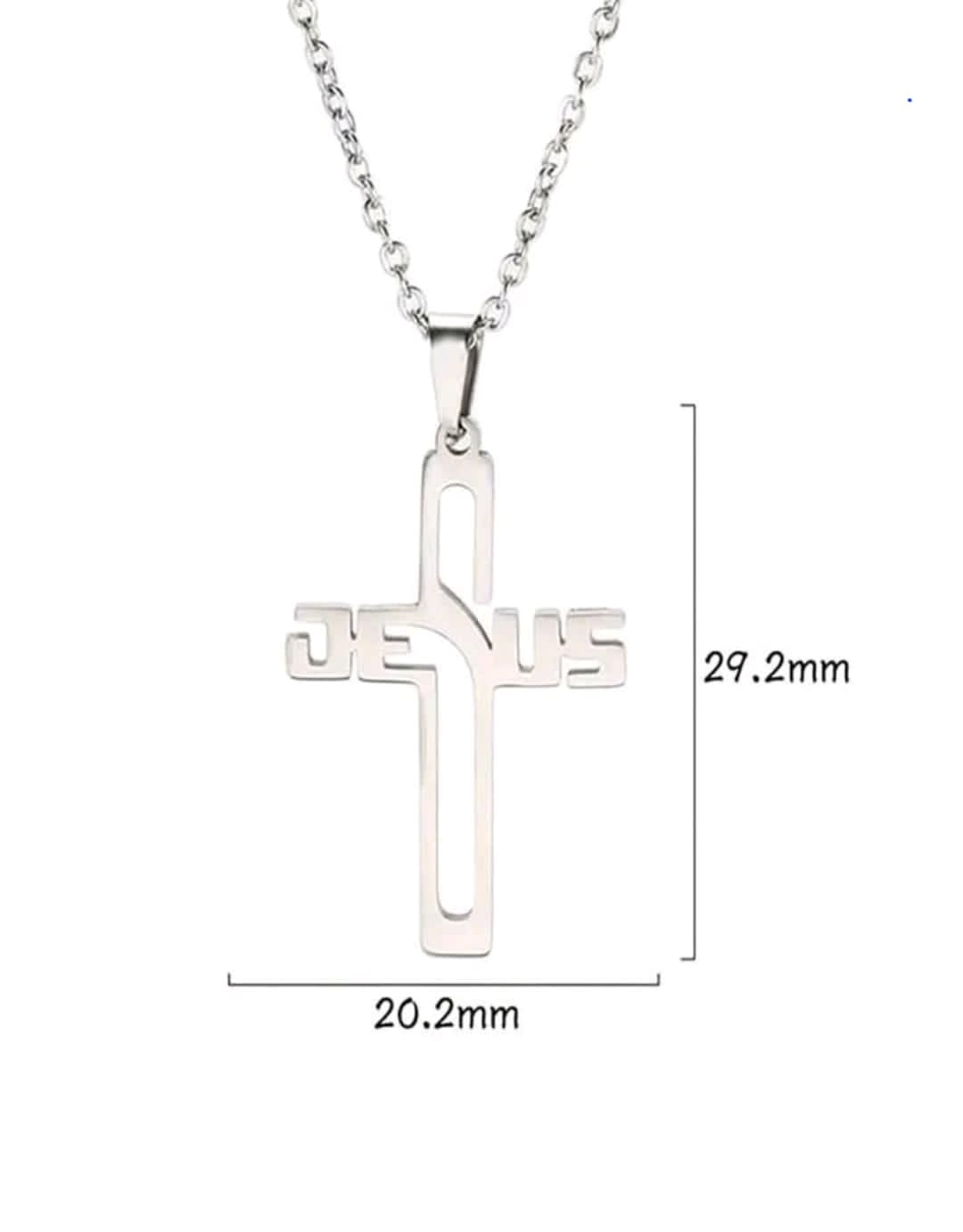 1 pièce Collier pendentif croix de Jésus en acier inoxydable pour homme, design classique à double couche de poisson de Jésus
