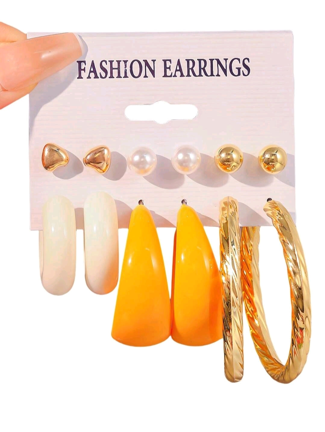 6 à 12 paires de nouveaux ensembles de boucles d'oreilles perles cœur simple et créoles en C, combinaison de créoles en résine