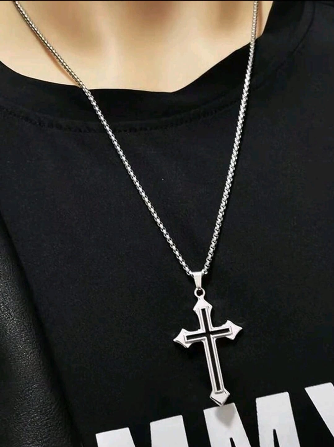 1 pièce En Acier Inoxydable Collier Avec Pendentif , Unisexe Sweat-Shirt À Capuche Chaîne , Polyvalent Quotidien Accessoire
