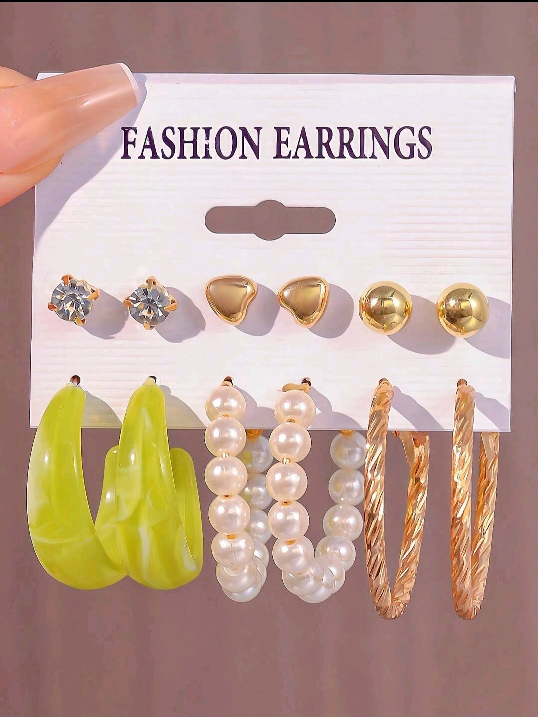6 à 12 paires de nouveaux ensembles de boucles d'oreilles perles cœur simple et créoles en C, combinaison de créoles en résine