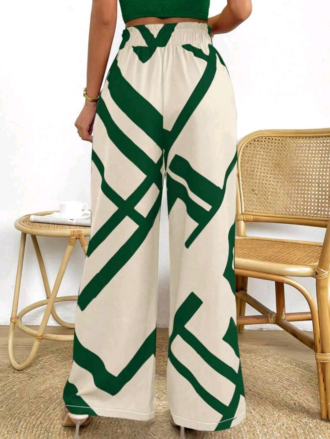 Rafferiza Pantalon À Jambes Larges Et Couleur Bloquée Pour Femmes Avec Nœud