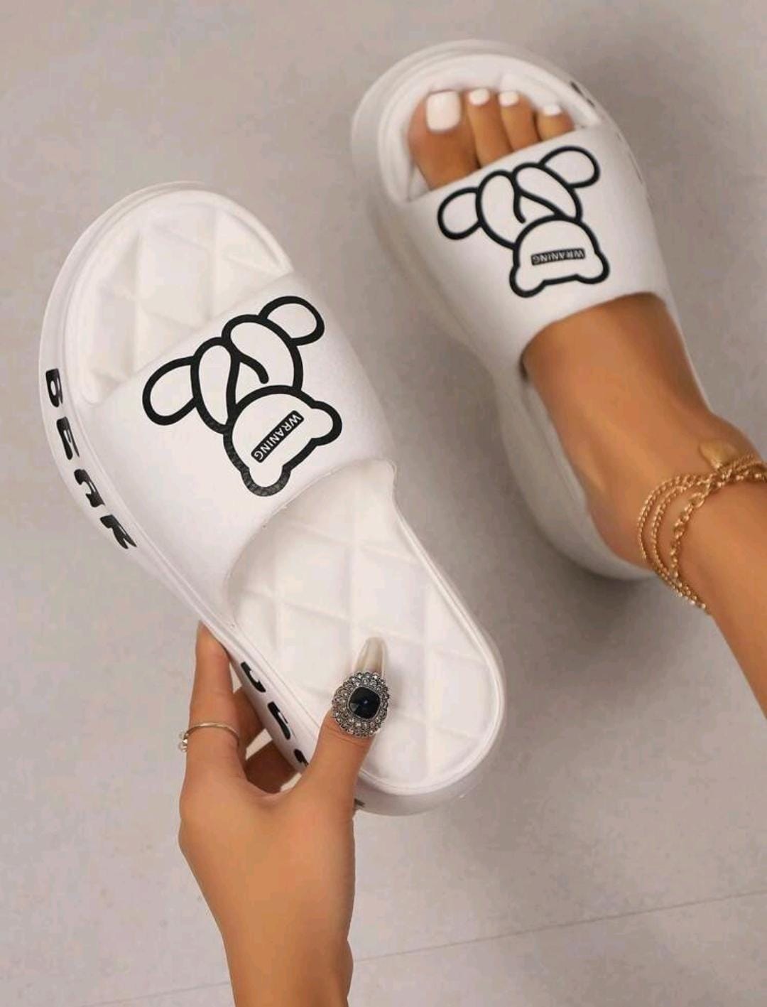 Chaussons pour femmes à enfiler avec orteils ouverts, intégrés à semelle en caoutchouc EVA