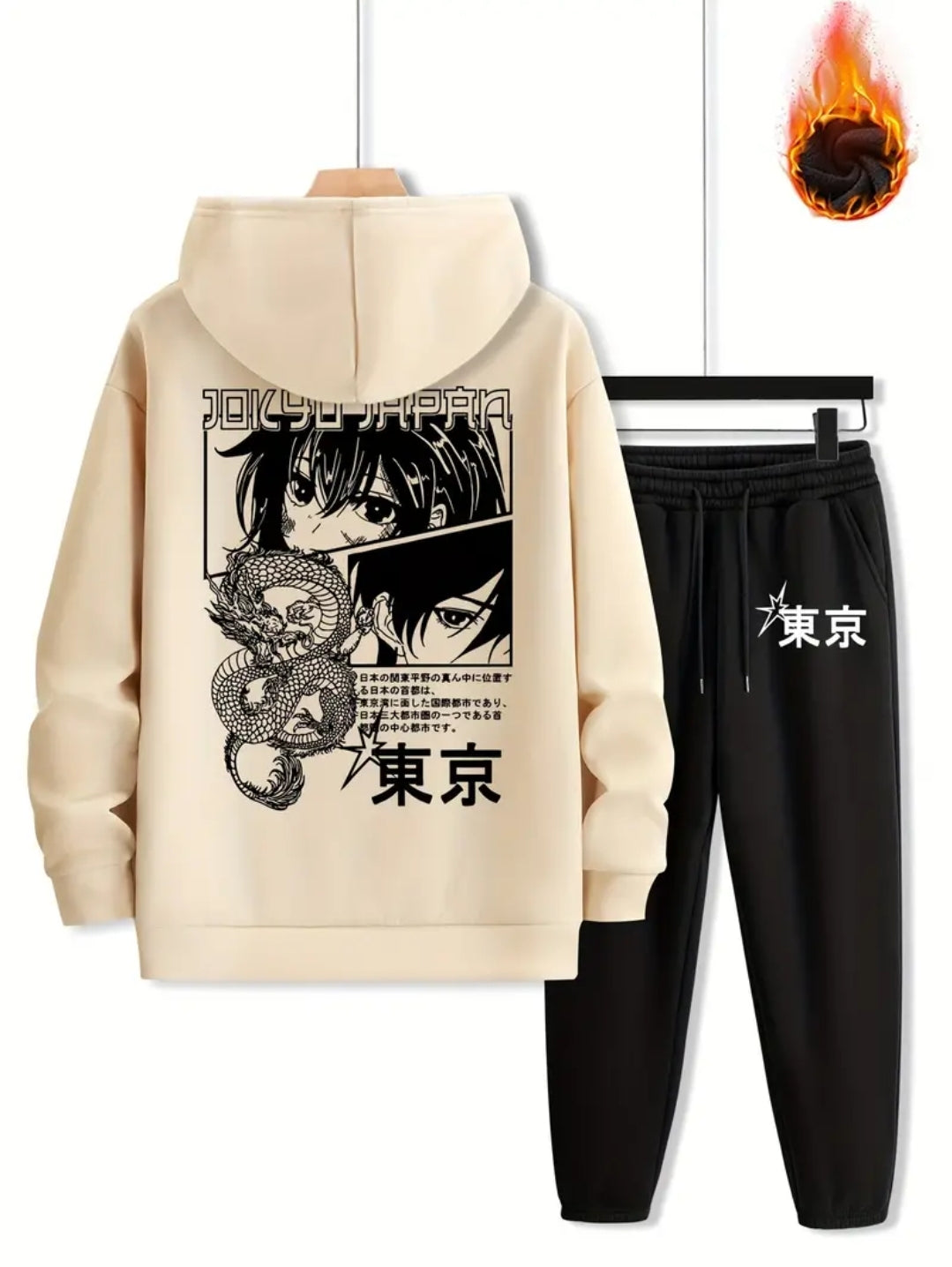 Sweat à Capuche Imprimé Motif Anime de Tokyo pour Hommes pour Automne