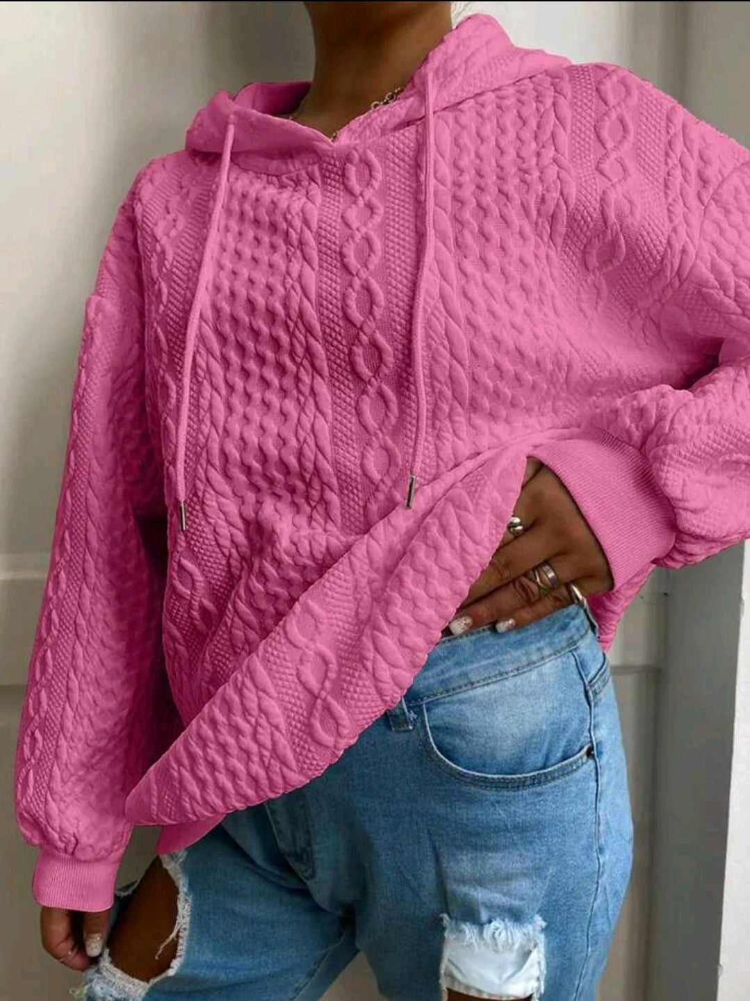 Pull surdimensionné en maille décontracté pour femme avec motif jacquard, manches longues