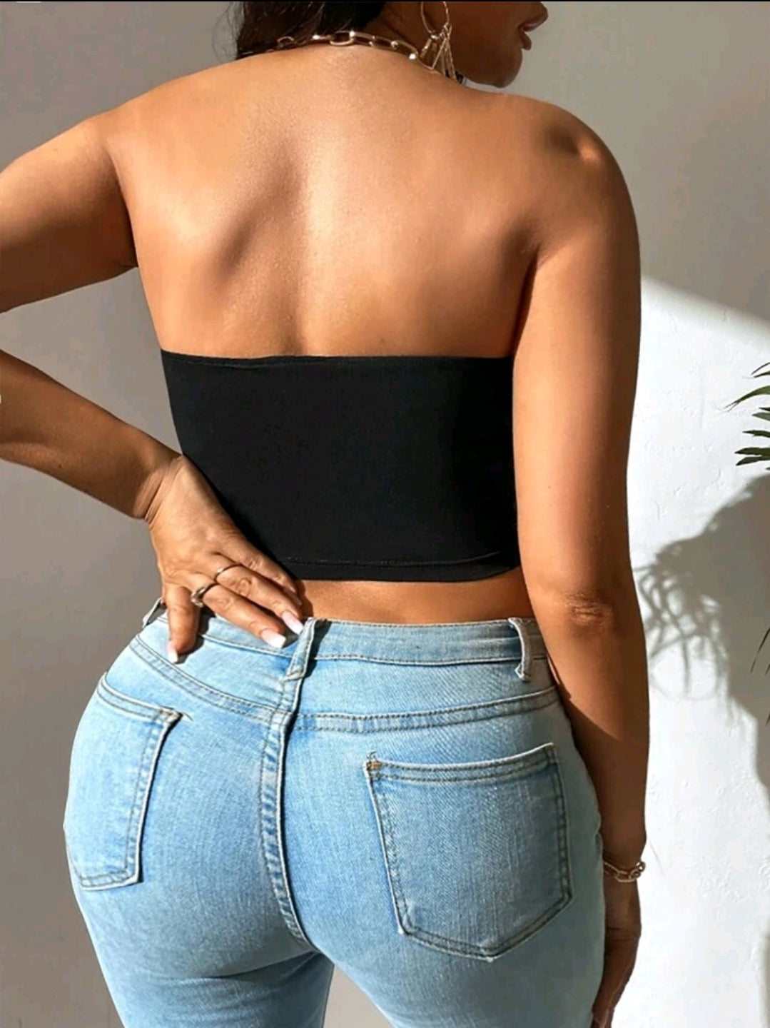 INAWLY Haut Décontracté Sans Bretelles De Couleur Unie Pour Femmes De Grande Taille