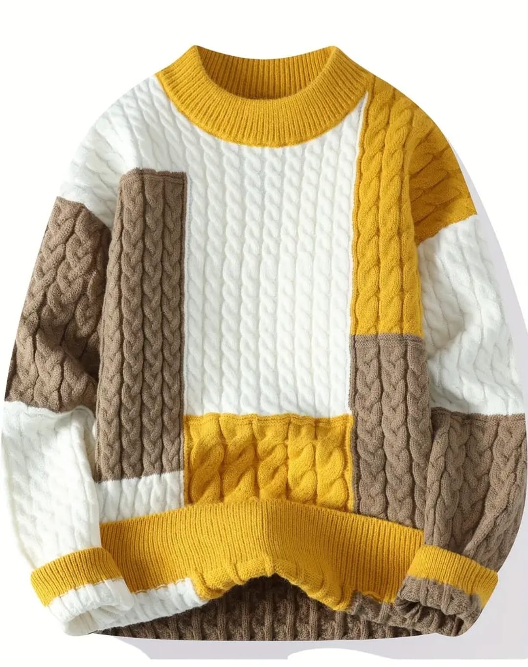 Pull décontracté pour homme, pull à manches longues et col rond, pull à motif uni, pull chaud et confortable pour l'automne et l'hiver