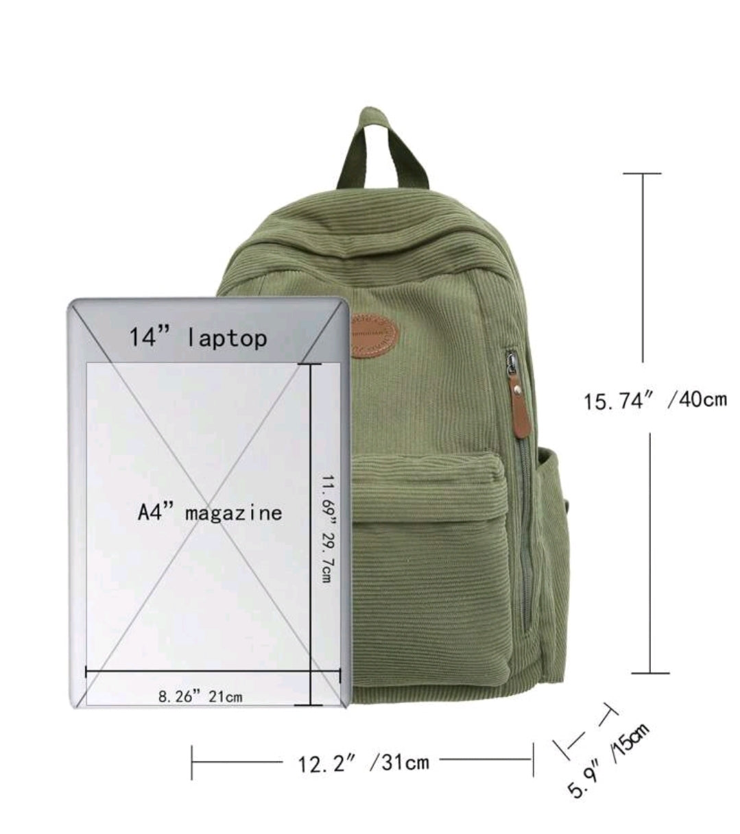Petit sac à dos en velours côtelé pour étudiants universitaires, sac à dos décontracté et léger pour les lycéens et lycéennes, convient pour un ordinateur