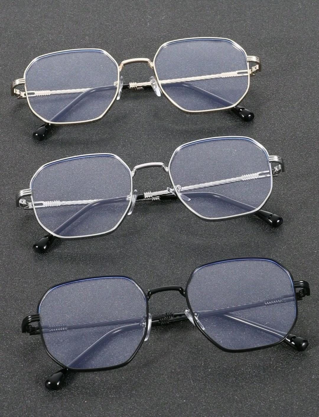 1 pièce Lunettes classiques élégantes modernes simples en métal géométrique pour hommes, pour la lecture, regarder la télévision, décoration de bureau, retour à l'école
