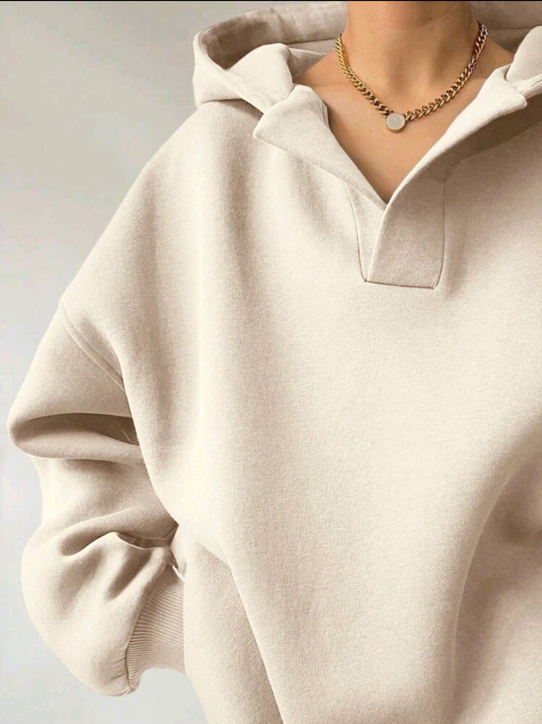 INAWLY Pull surdimensionné décontracté à capuche unicolore pour femmes, automne/hiver