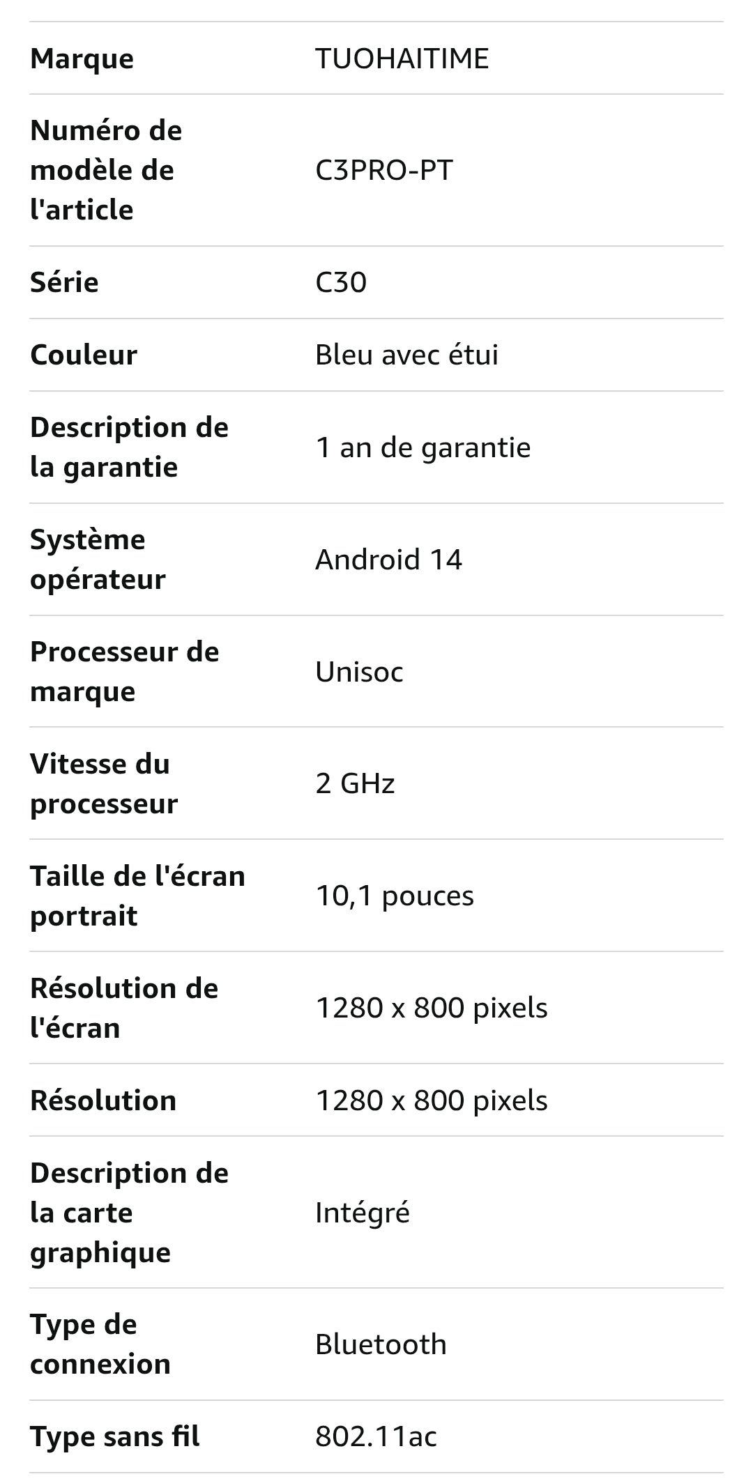 Tablette 10,1 pouces Android 14, certifiée GMS (2024), Octa Core avec étui, 10 Go de RAM, 64 Go de ROM, 1 To d'extension, 6 000 mAh, charge rapide, Wi-Fi, Bluetooth 5.0, FM, GPS (bleu)