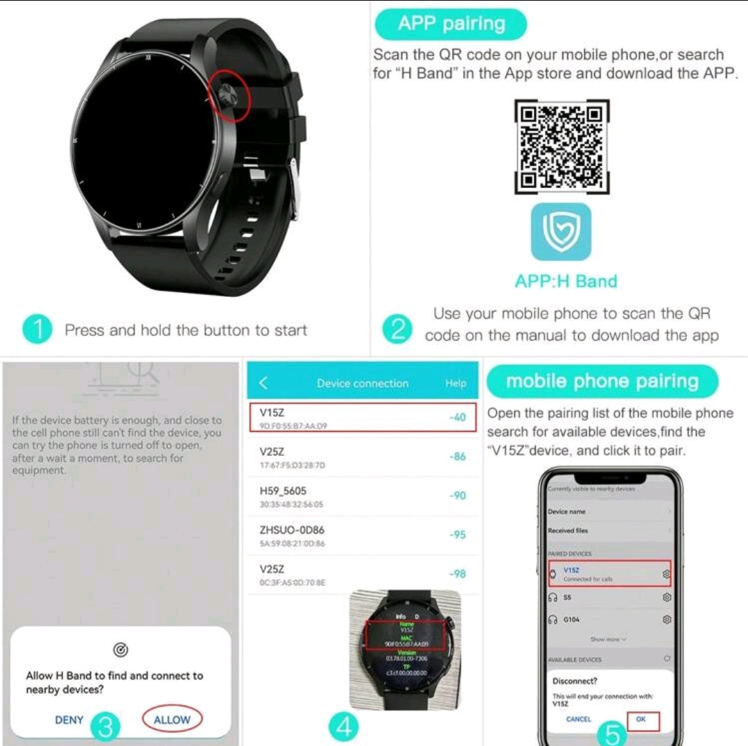 Montre connectée ronde unisexe avec cadran de montre personnalisable, plusieurs modes sport
